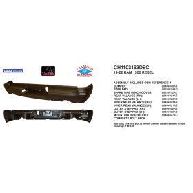2019-2024 Dodge Ram 1500 Pickup - Rear Step Bumper Assembly - CH1103163