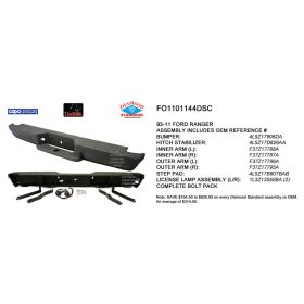 1993-2011 Ford Ranger 2wd Pickup - Rear Step Bumper Assembly - FO1101144