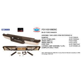 Ford Ranger Pickup 2wd 1993-2005 Rear Step Bumper Assembly - FO1103109DSC