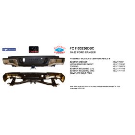 2019-2022 FORD RANGER PICKUP (2019-) Rear Step Bumper Assembly - Diamond Standard - FO1103236DSC