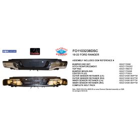 2019-2022 FORD RANGER PICKUP (2019-) Rear Step Bumper Assembly - Diamond Standard - FO1103238DSC OEM# KB3Z17906EPFM