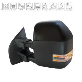 2020-2022 Ford F-550 Superduty Pickup - Driver Side Power Door Tow Mirror - FO1320722