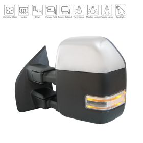 2020-2022 Ford F-550 Superduty Pickup - Driver Side Power Door Tow Mirror - FO1320723