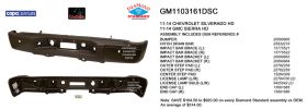 Chevrolet Pickup Chevy Silverado 25-3500 2011-2014 Rear Step Bumper Assembly - GM1103161DSC