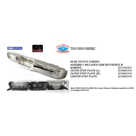 Toyota Tundra Pickup 2000-2006 Rear Step Bumper Face Bar - TO1103110DSC