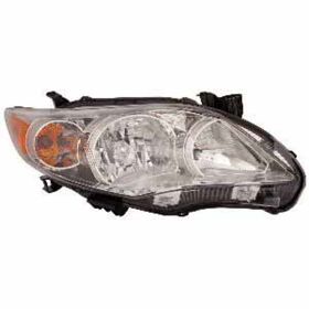 2011-2013 Toyota Corolla Sedan - Passenger Side Headlight Assembly With Chrome Bezel - TO2503203